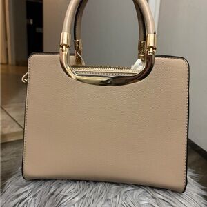 Elegant Beige Handbag with Gold